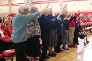Ursuline Sisters giving their blessing over the transfer ceremony.