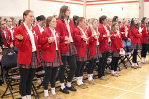 Ursuline Academy students in prayer.