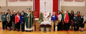 Most Reverend Mitchell T. Rozanski, Archbishop of St. Louis, with the Canonical Stewards of the Ursuline Education Foundation (UEF)